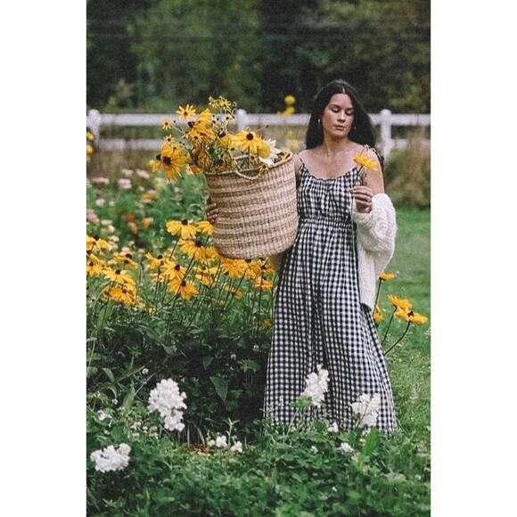 DÔEN Leslie tie-detailed smocked gingham voile midi dress M - Picture 13 of 13